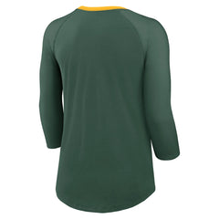 Green Bay Packers Nike Women's 3/4 Sleeve Raglan Fashion Top