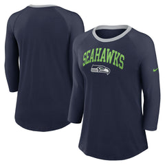 Seattle Seahawks Nike Women's 3/4 Sleeve Raglan Fashion Top