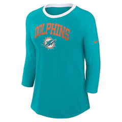 Miami Dolphins Nike Women's 3/4 Sleeve Raglan Fashion Top