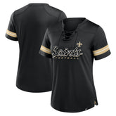 New Orleans Saints Fanatics Women's Play Script Lace-Up T-Shirt