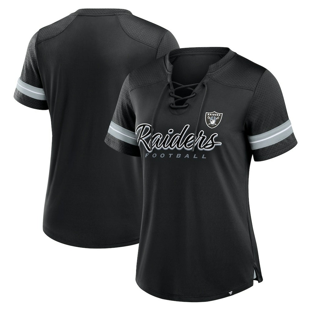 Las Vegas Raiders Fanatics Women's Play Script Lace-Up T-Shirt