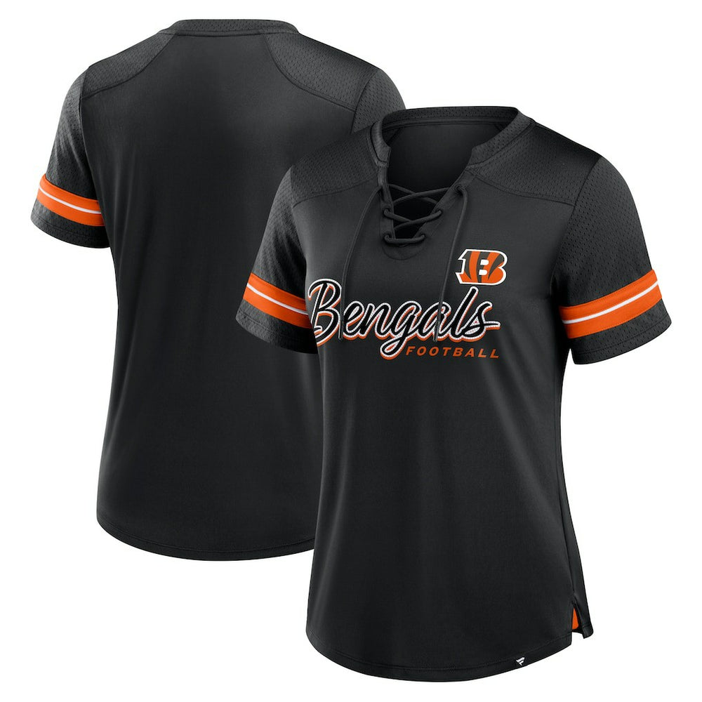 Cincinnati Bengals Fanatics Women's Play Script Lace-Up T-Shirt