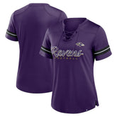 Baltimore Ravens Fanatics Women's Play Script Lace-Up T-Shirt
