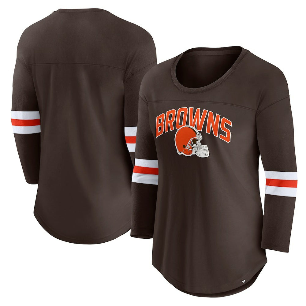 Cleveland Browns Fanatics Women's First Team Arch Logo 3/4 Sleeve T-Shirt