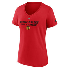 Chicago Blackhawks Fanatics Women's Authentic Pro Core Primary V-Neck T-Shirt For Sale