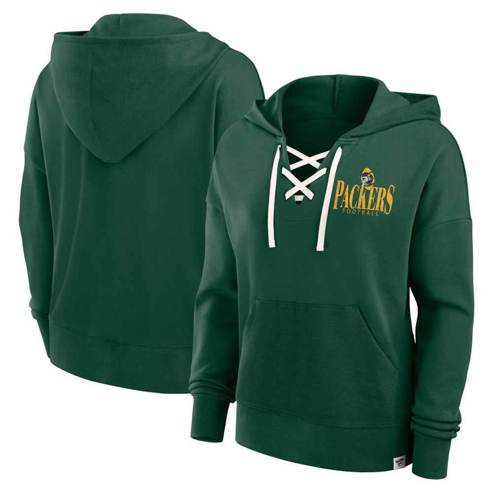 Green Bay Packers Fanatics Women's Blitz Left Lace-Up Pullover Hoodie