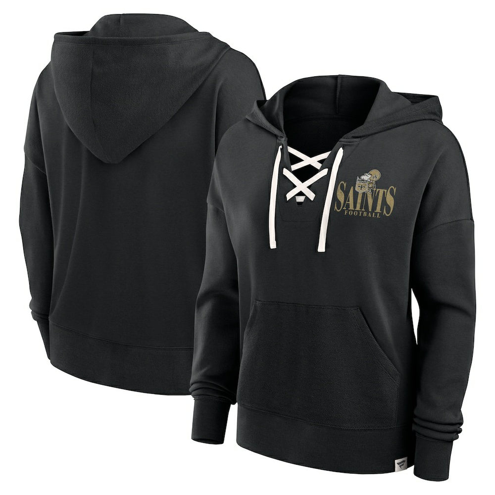 New Orleans Saints Fanatics Women's Blitz Left Lace-Up Pullover Hoodie