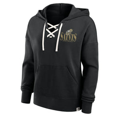 New Orleans Saints Fanatics Women's Blitz Left Lace-Up Pullover Hoodie