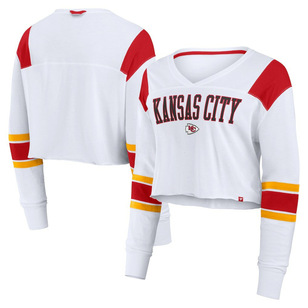 Kansas City Chiefs Fanatics Women's Stretch Cropped Fashion Long Sleeve T-Shirt