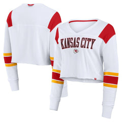Kansas City Chiefs Fanatics Women's Stretch Cropped Fashion Long Sleeve T-Shirt