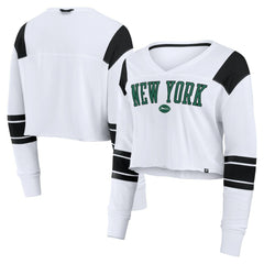 New York Jets Fanatics Women's Stretch Cropped Fashion Long Sleeve T-Shirt