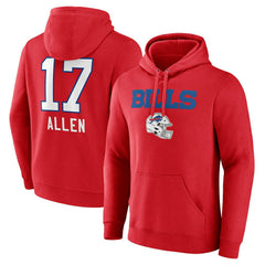Buffalo Bills Josh Allen Team Wordmark Player Name & Number Pullover Hoodie