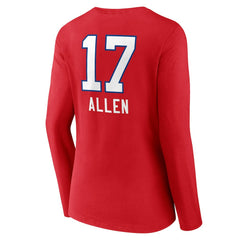 Buffalo Bills Josh Allen Women's Team Wordmark Player Name & Number Long Sleeve V-Neck T-Shirt