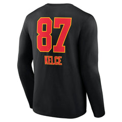 Kansas City Chiefs Travis Kelce Team Wordmark Player Name & Number Long Sleeve T-Shirt