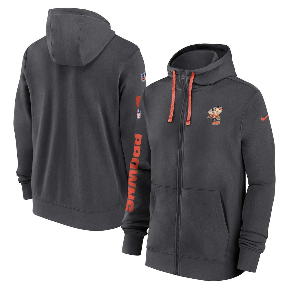 Cleveland Browns Nike 2024 Sideline Club Full-Zip Hoodie