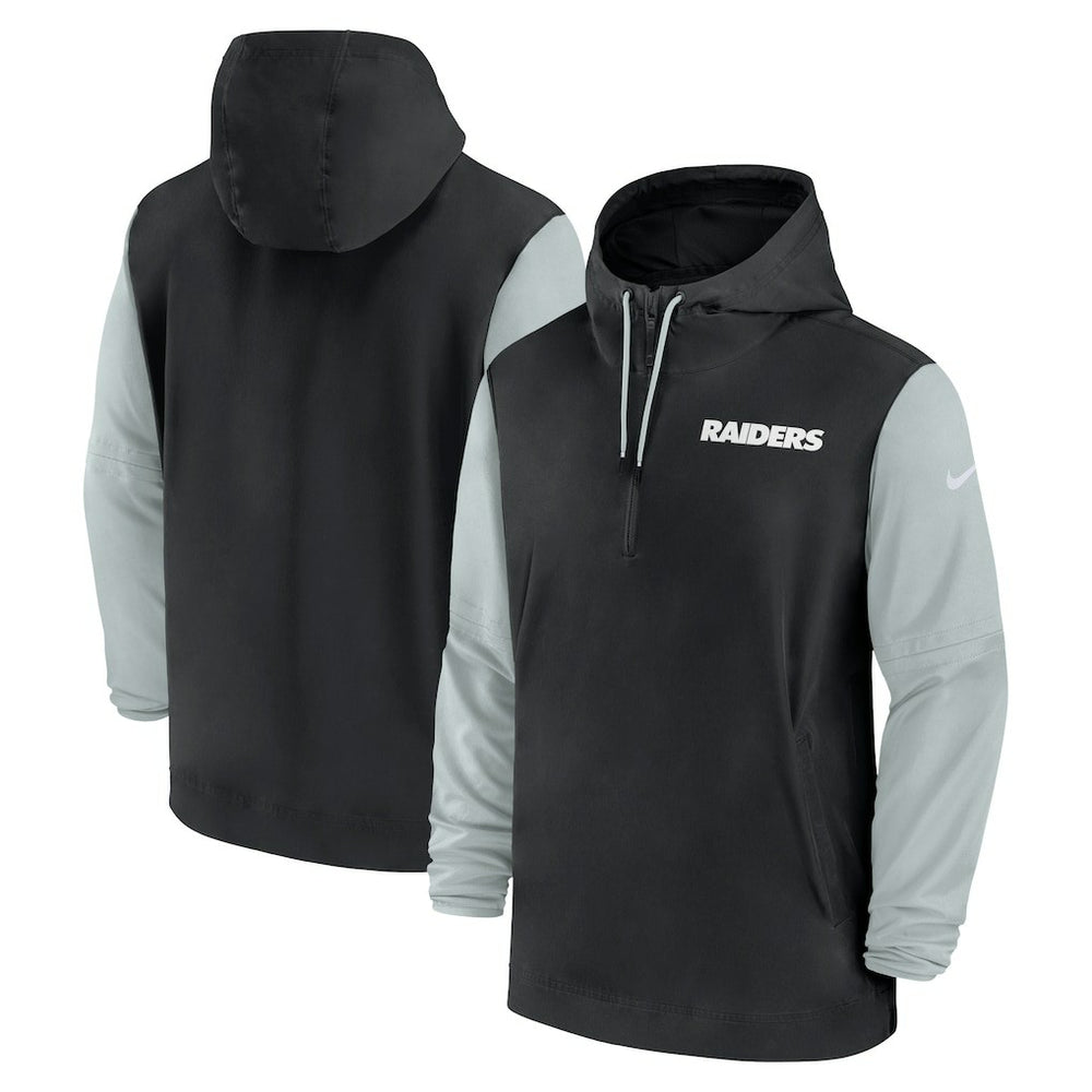 Las Vegas Raiders Nike 2024/25 Sideline Pre-Game Player 1/2-Zip Hoodie Jacket