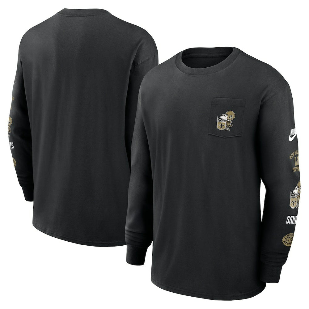 New Orleans Saints Nike Rewind Heavy Max90 Pocket Long Sleeve T-Shirt