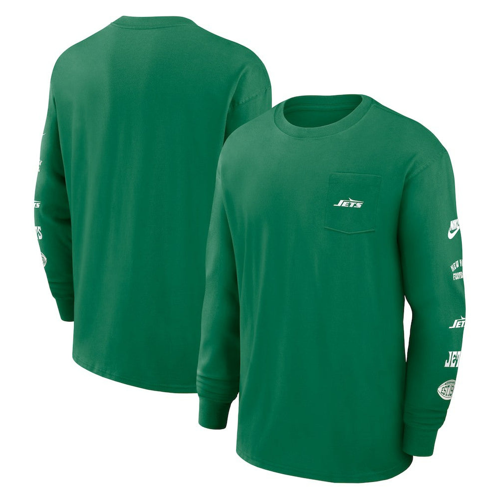 New York Jets Nike Rewind Heavy Max90 Pocket Long Sleeve T-Shirt