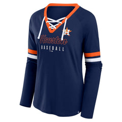 Houston Astros Fanatics Women's Won & Done Raglan Lace-Up Long Sleeve T-Shirt | MLB Sale