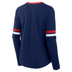 Atlanta Braves Fanatics Women's Won & Done Raglan Lace-Up Long Sleeve T-Shirt | MLB Shop