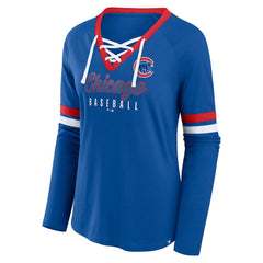 Chicago Cubs Fanatics Women's Won & Done Raglan Lace-Up Long Sleeve T-Shirt | MLB US