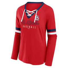 St. Louis Cardinals Fanatics Women's Won & Done Raglan Lace-Up Long Sleeve T-Shirt | MLB For sale