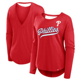 Philadelphia Phillies Fanatics Women's Core Boat Neck Long Sleeve T-Shirt | MLB Outlet