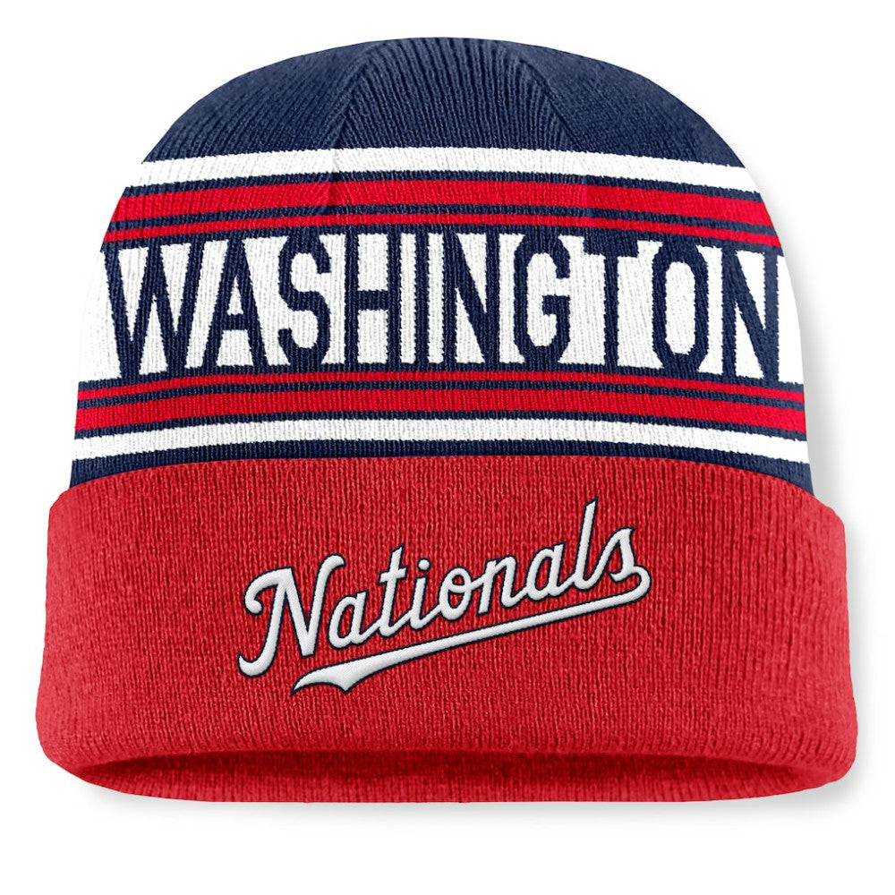 Washington Nationals Fanatics Fundamental Team Stripe Cuffed Knit Hat | MLB Online
