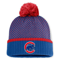 Chicago Cubs Fanatics Women's Fundamental Jacquard Cuffed Knit Hat with Pom | MLB Shop