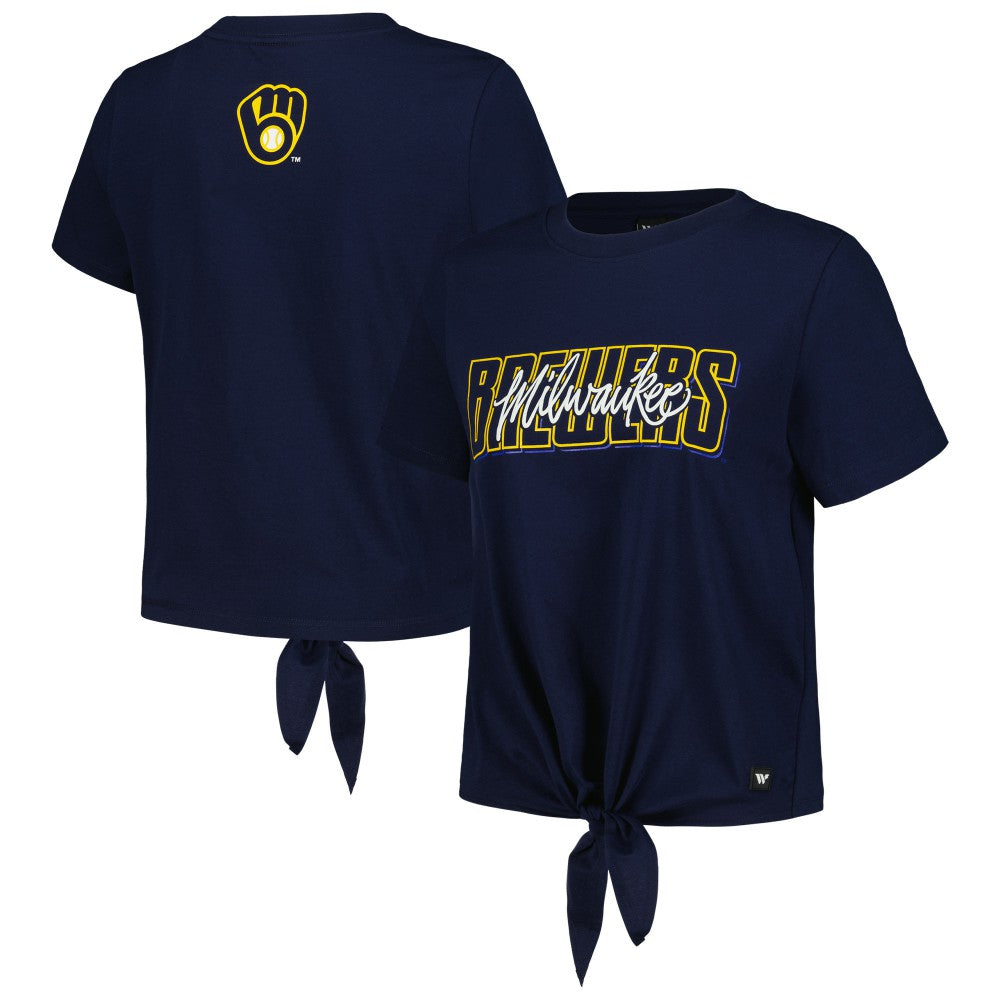 Milwaukee Brewers The Wild Collective Women's Twist Front T-Shirt | MLB Sale