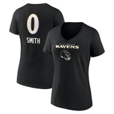 Baltimore Ravens Roquan Smith Women's Team Wordmark Player Name & Number V-Neck T-Shirt