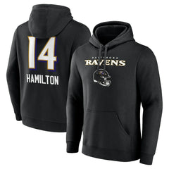 Baltimore Ravens Kyle Hamilton Team Wordmark Player Name & Number Pullover Hoodie