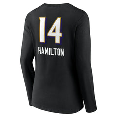 Baltimore Ravens Kyle Hamilton Women's Team Wordmark Player Name & Number Long Sleeve V-Neck T-Shirt