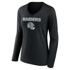 Las Vegas Raiders Tyree Wilson Women's Team Wordmark Player Name & Number Long Sleeve V-Neck T-Shirt