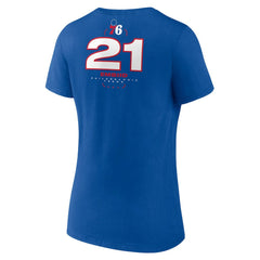 Joel Embiid Philadelphia 76ers Women's Behind The Back Name & Number V-Neck T-Shirt On Sale