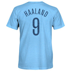 Erling Haaland Manchester City 1863FC Player Name & Number Twisted Tri-Blend Slub T-Shirt Sky Blue