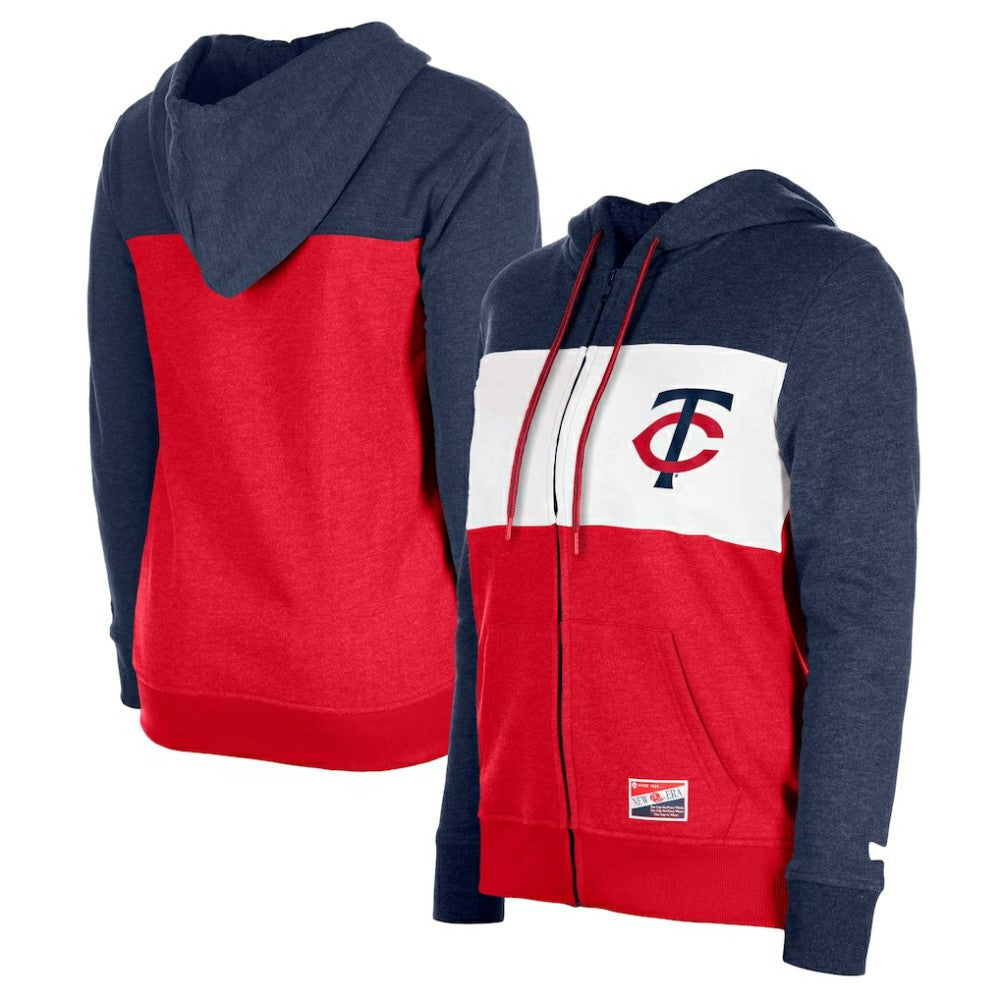 Minnesota Twins New Era Women's Color Block Full-Zip Hoodie Jacket | MLB Discount