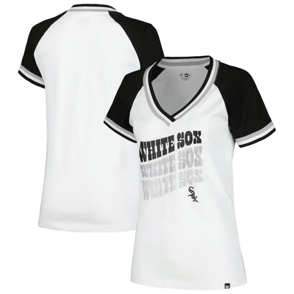 Chicago White Sox New Era Women's Jersey Double Binding Raglan V-Neck T-Shirt | MLB Near me