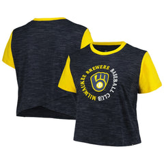 Milwaukee Brewers New Era Women's Plus Size Crossover Back Cropped T-Shirt | MLB On Sale