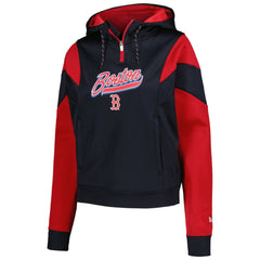 Boston Red Sox New Era Women's Color Block Fleece Quarter-Zip Hoodie | MLB Sale