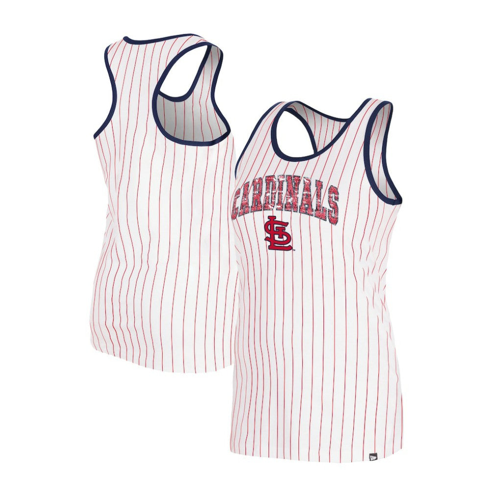 St. Louis Cardinals New Era Women's Sequin Pinstripe Racerback Tank Top | MLB Discount