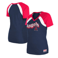 Los Angeles Angels New Era Women's Heathered Raglan V-Neck T-Shirt | MLB Discount