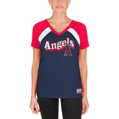 Los Angeles Angels New Era Women's Heathered Raglan V-Neck T-Shirt | MLB Discount