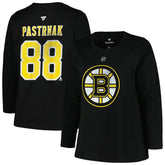 Boston Bruins Profile Women's Plus Size Distressed Printed Name & Number Long Sleeve T-Shirt On Sale