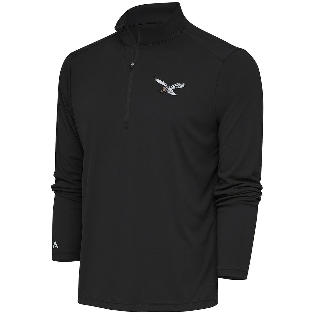 Philadelphia Eagles Antigua Throwback Logo Tribute Quarter-Zip Pullover Top