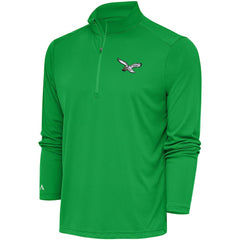 Philadelphia Eagles Antigua Throwback Logo Tribute Quarter-Zip Pullover Top