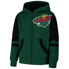Minnesota Wild Youth Face Off Full-Zip Hoodie For Sale
