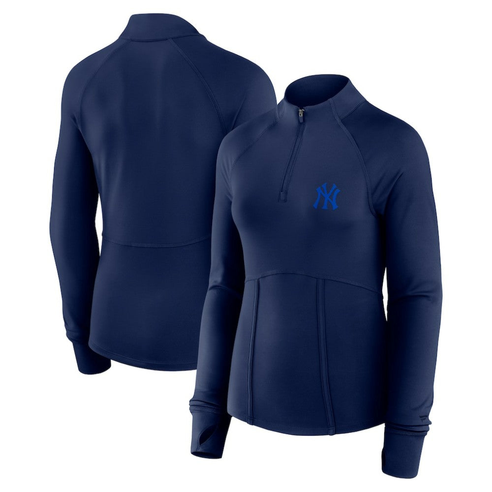 New York Yankees Fanatics Women's Elements Raglan Tri-Blend Quarter-Zip Top | MLB On Sale