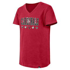 Arizona Cardinals New Era Girls Youth Flip Sequin V-Neck T-Shirt