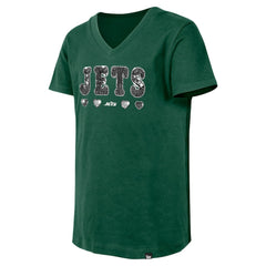New York Jets New Era Girls Youth Flip Sequin V-Neck T-Shirt